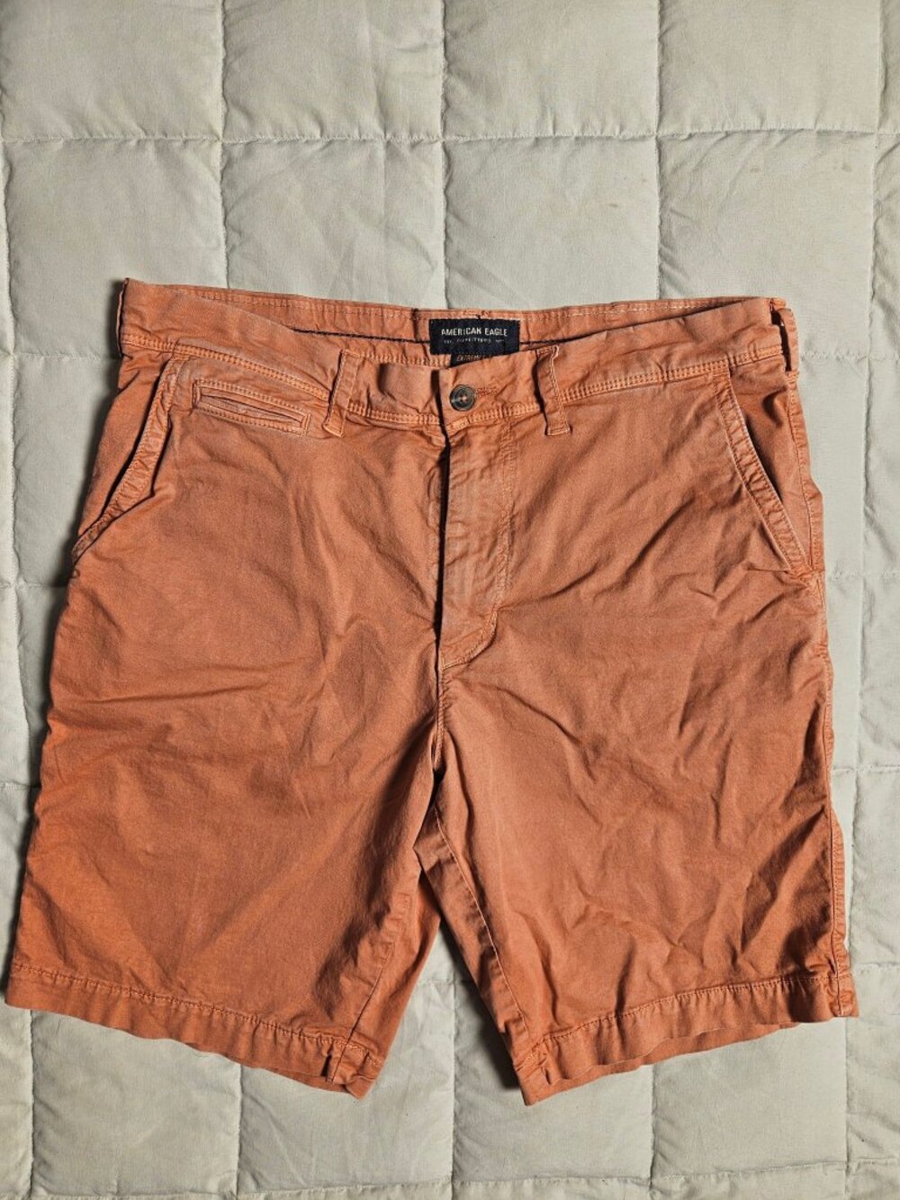 American Eagle Extreme Flex Chino Shorts Rust Copper Flat Front 33